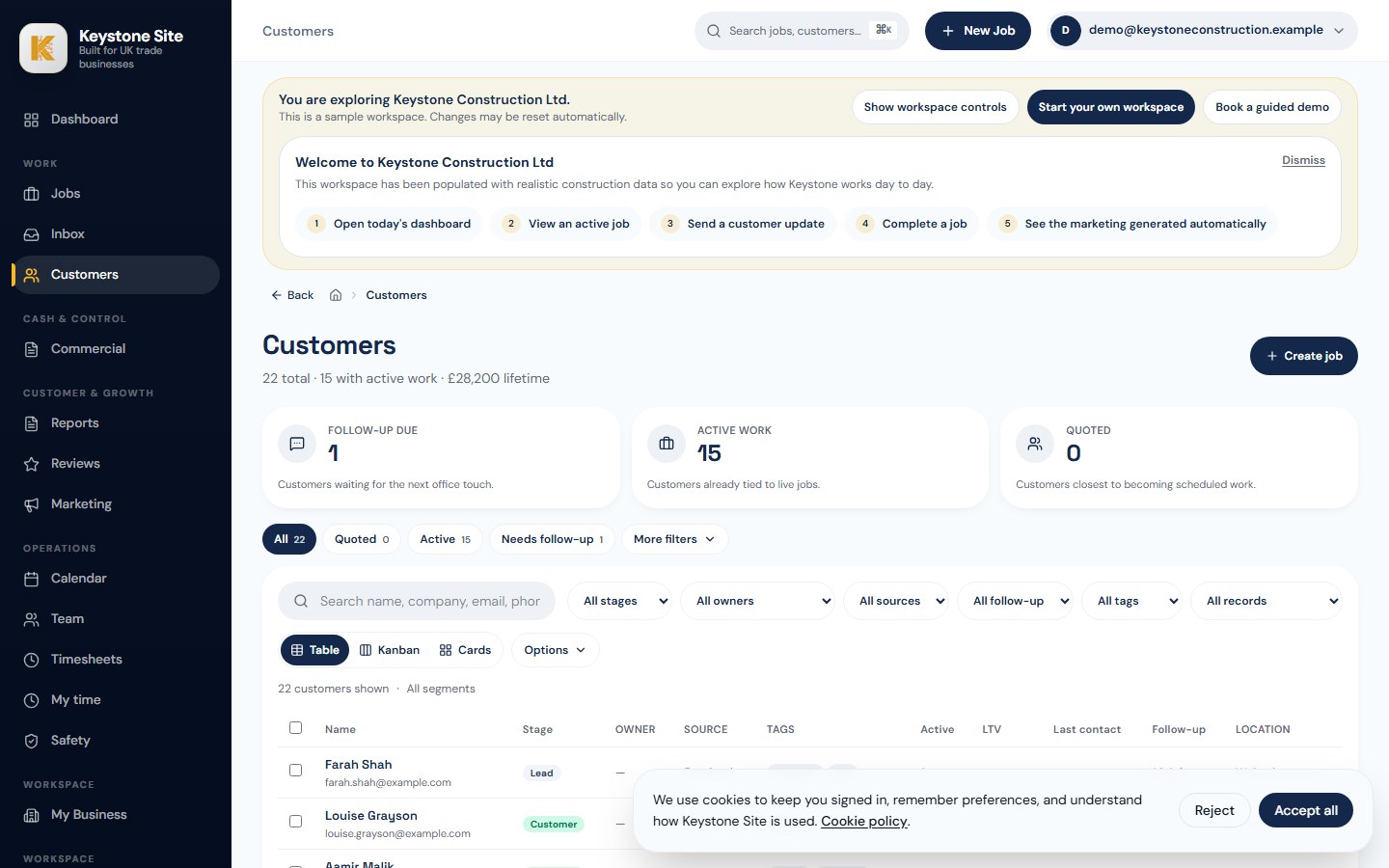 Customer list